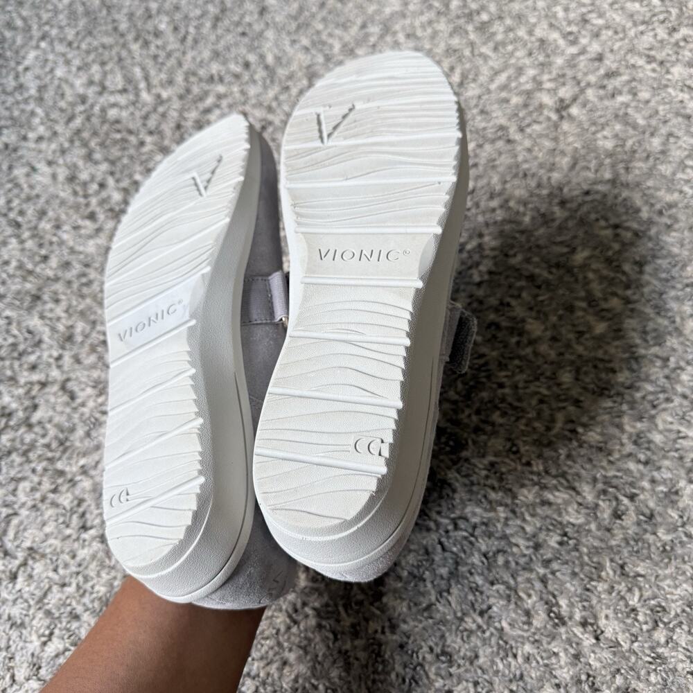 Vionic 9.5 Shelby Gray Mary Jane Comfort Shoes Flats Suede Comfort Orthotic - Picture 7 of 8